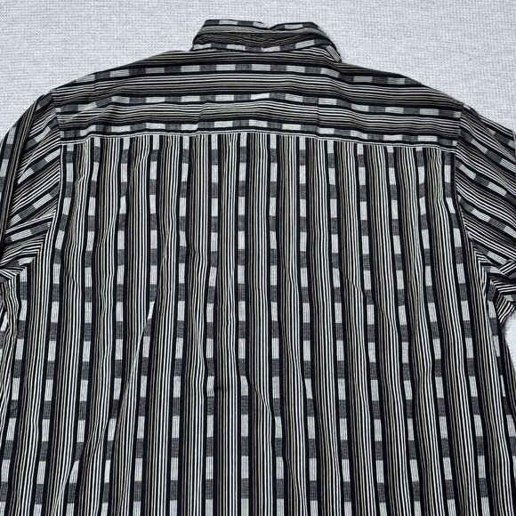 Metro Concepts Mens Black Geometric Stripe Button Up Shirt Long Sleeve Sz Large - Picture 4 of 11